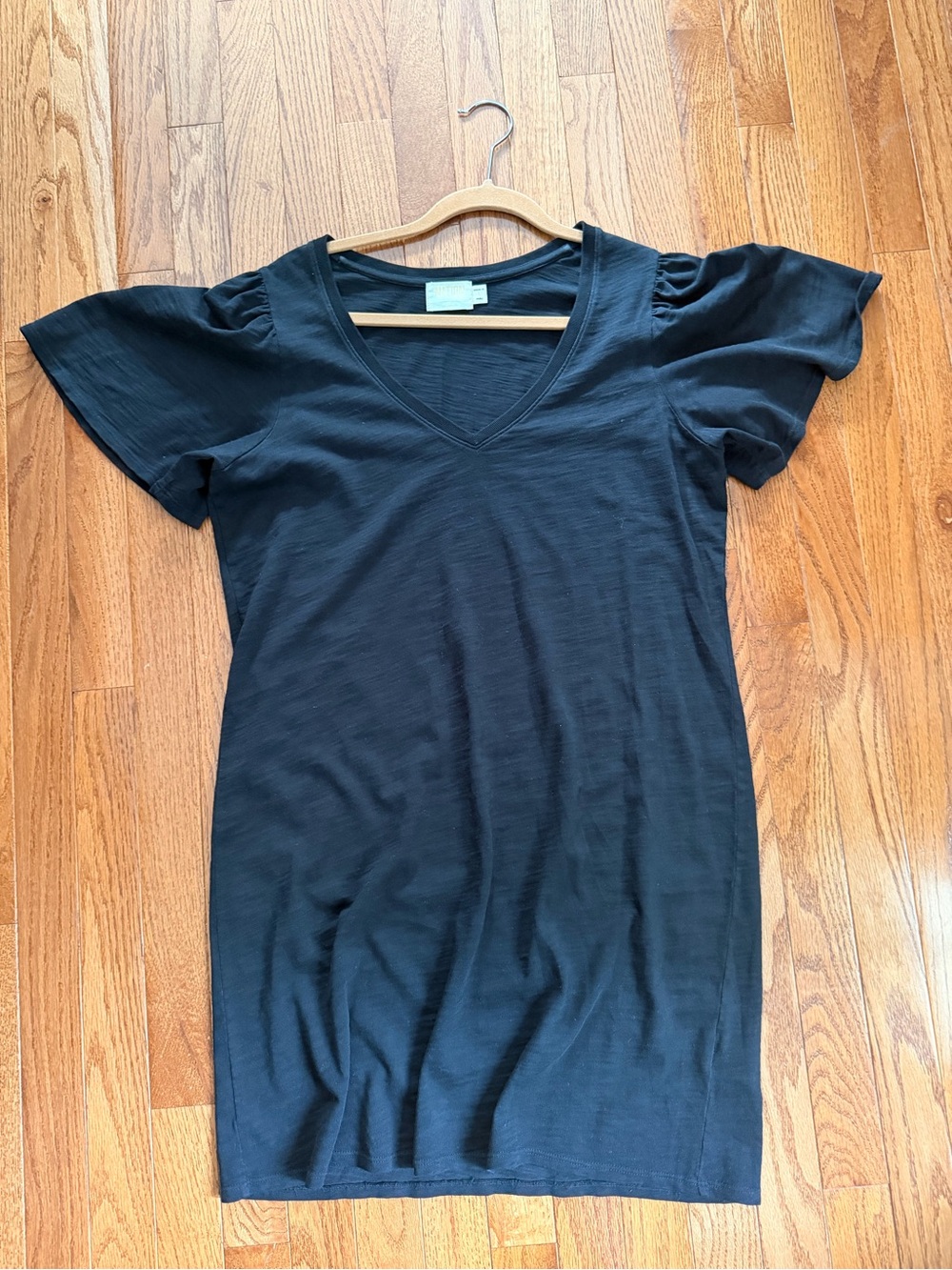 Nation LTD Black V-Neck Puff Sleeve Mini Dress